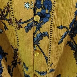 EUC high to low mustard yellow dress with flowers